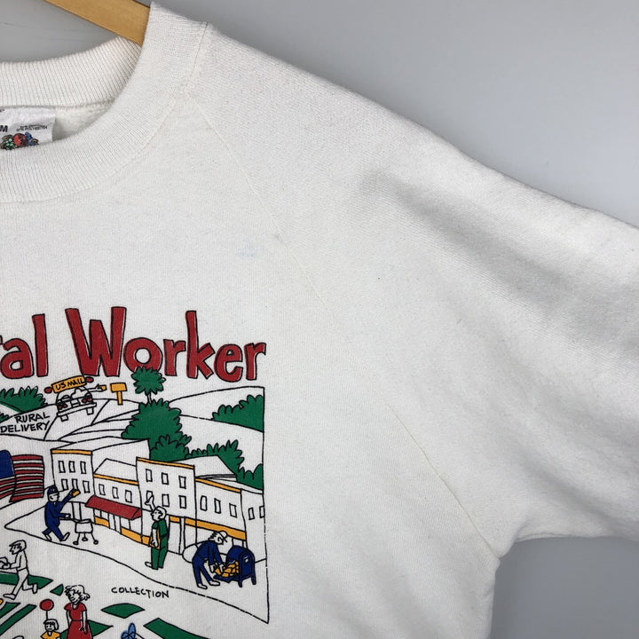 Vintage 80'S Fruit of the Loom printed sweatshirt, made in the USA, size M for men cotton white type Vintage Second Hand