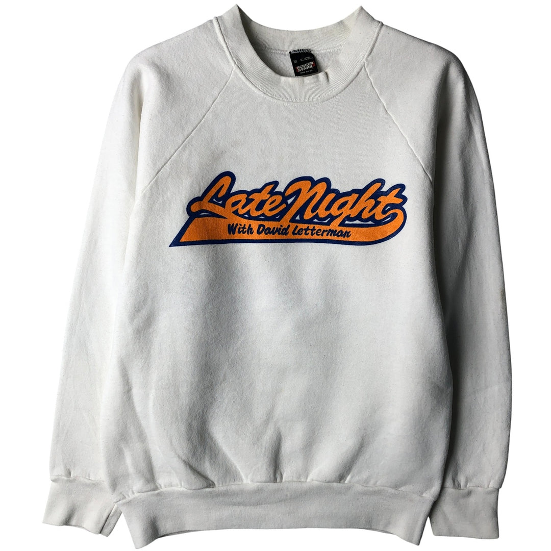 80'S Screen Stars Late Show with David Letterman Print Sweatshirt, Men's Size Medium cotton white type Vintage Second Hand