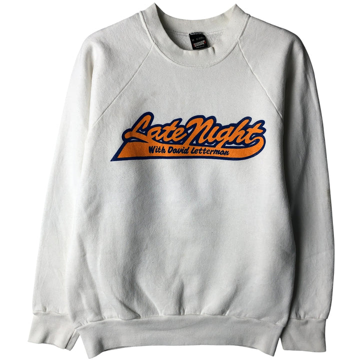80'S Screen Stars Late Show with David Letterman Print Sweatshirt, Men's Size Medium cotton white type Vintage Second Hand