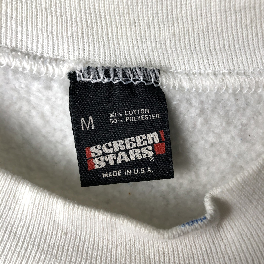 80'S Screen Stars Late Show with David Letterman Print Sweatshirt, Men's Size Medium cotton white type Vintage Second Hand