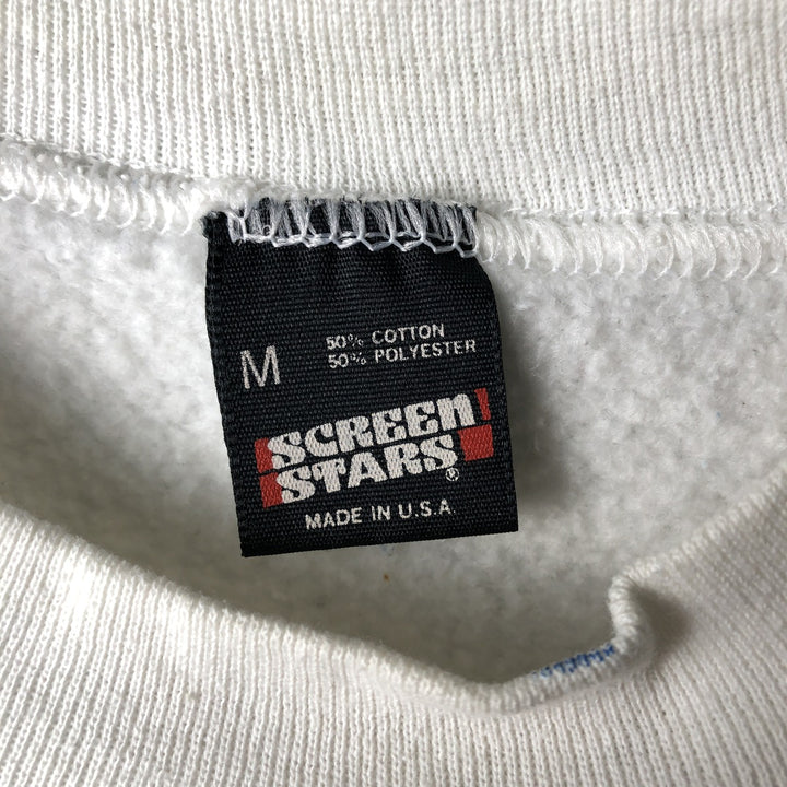 80'S Screen Stars Late Show with David Letterman Print Sweatshirt, Men's Size Medium cotton white type Vintage Second Hand