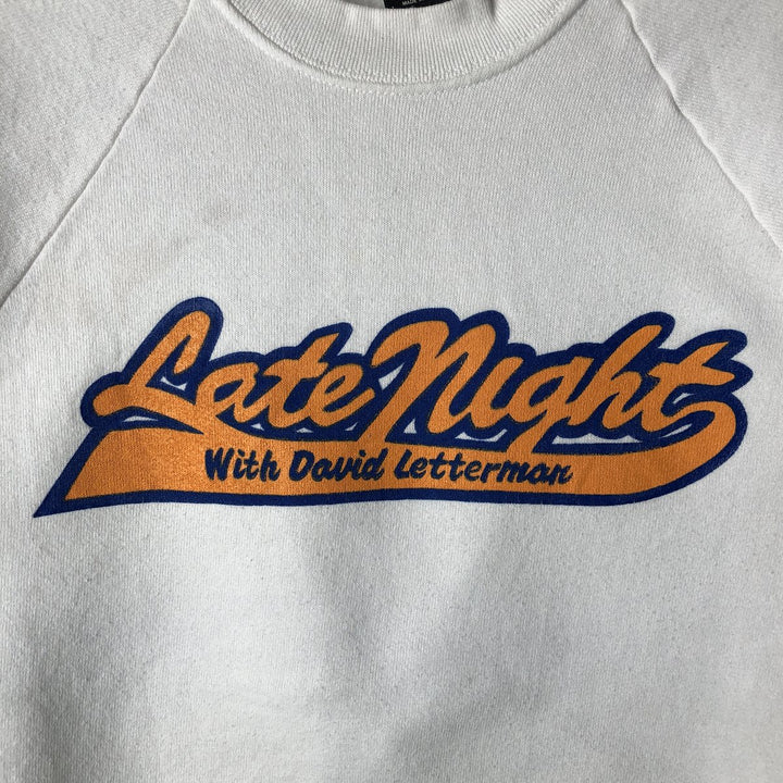 80'S Screen Stars Late Show with David Letterman Print Sweatshirt, Men's Size Medium cotton white type Vintage Second Hand