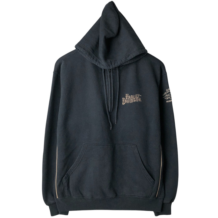 2000'S Harley-Davidson Advertising Pullover Hoodie, Men's Size Medium cotton black type Vintage Second Hand