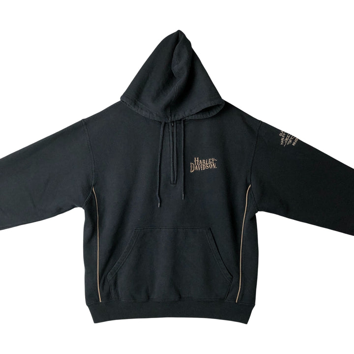 2000'S Harley-Davidson Advertising Pullover Hoodie, Men's Size Medium cotton black type Vintage Second Hand