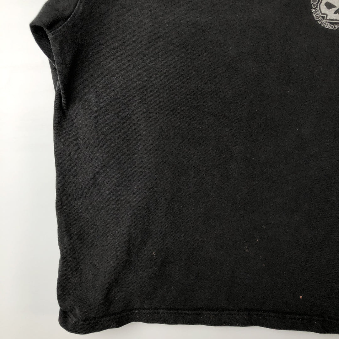 Harley-Davidson Skull Pattern V-neck Long Sleeve T-Shirt, Men's Size Medium cotton black type Vintage Second Hand