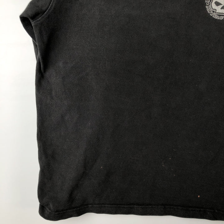 Harley-Davidson Skull Pattern V-neck Long Sleeve T-Shirt, Men's Size Medium cotton black type Vintage Second Hand