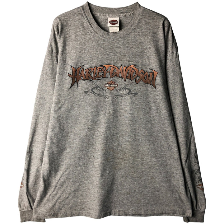 Harley-Davidson Long Sleeve T-Shirt Made in USA Men's XL cotton gray type Vintage Second Hand