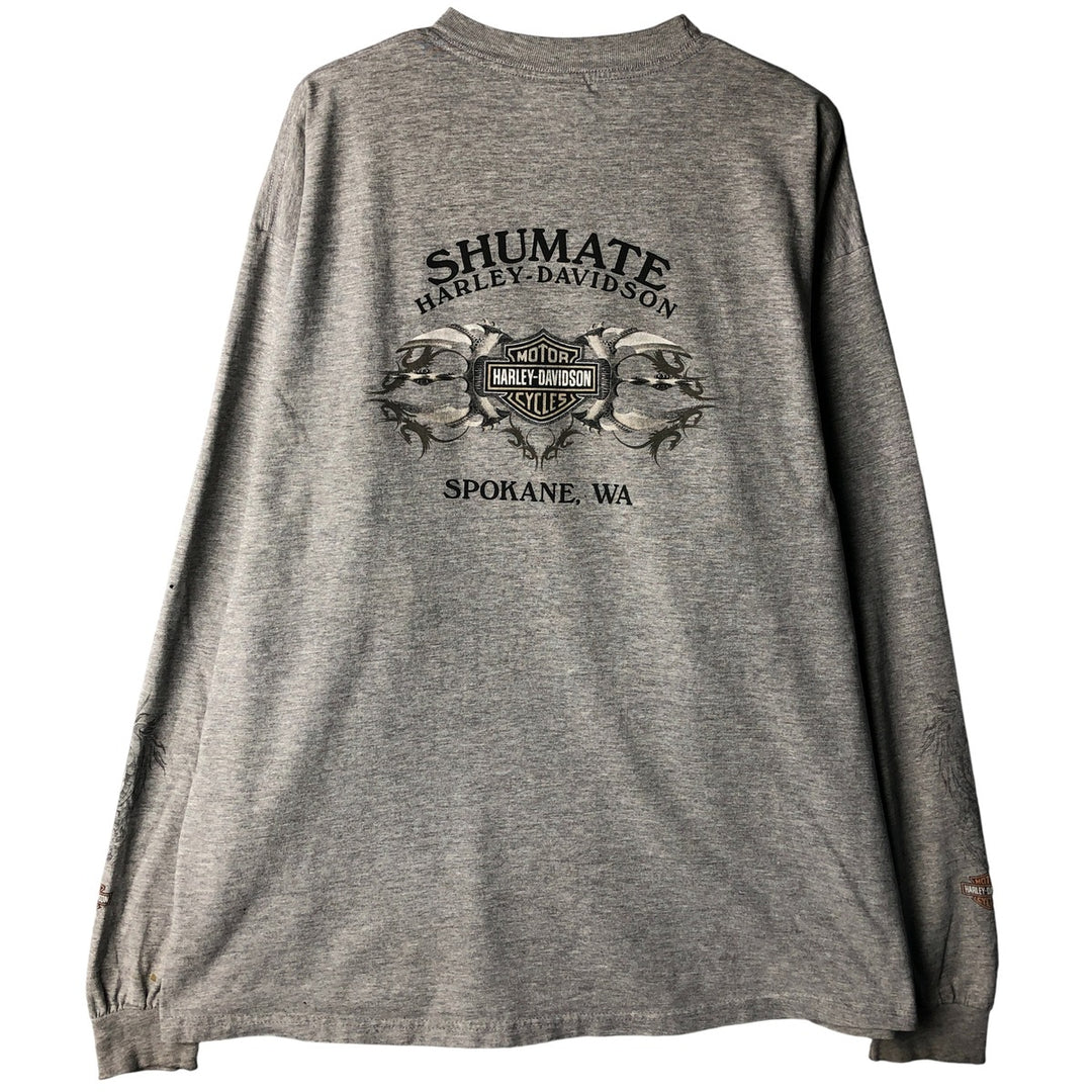 Harley-Davidson Long Sleeve T-Shirt Made in USA Men's XL cotton gray type Vintage Second Hand