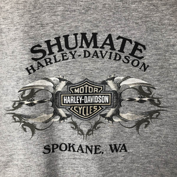 Harley-Davidson Long Sleeve T-Shirt Made in USA Men's XL cotton gray type Vintage Second Hand