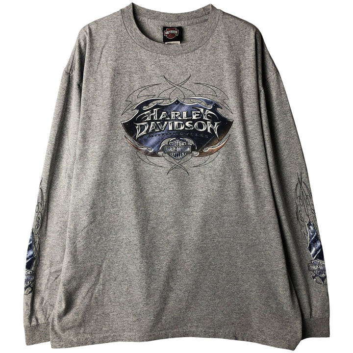 Harley-Davidson Long Sleeve T-Shirt, Men's XL Size cotton gray type Vintage Second Hand