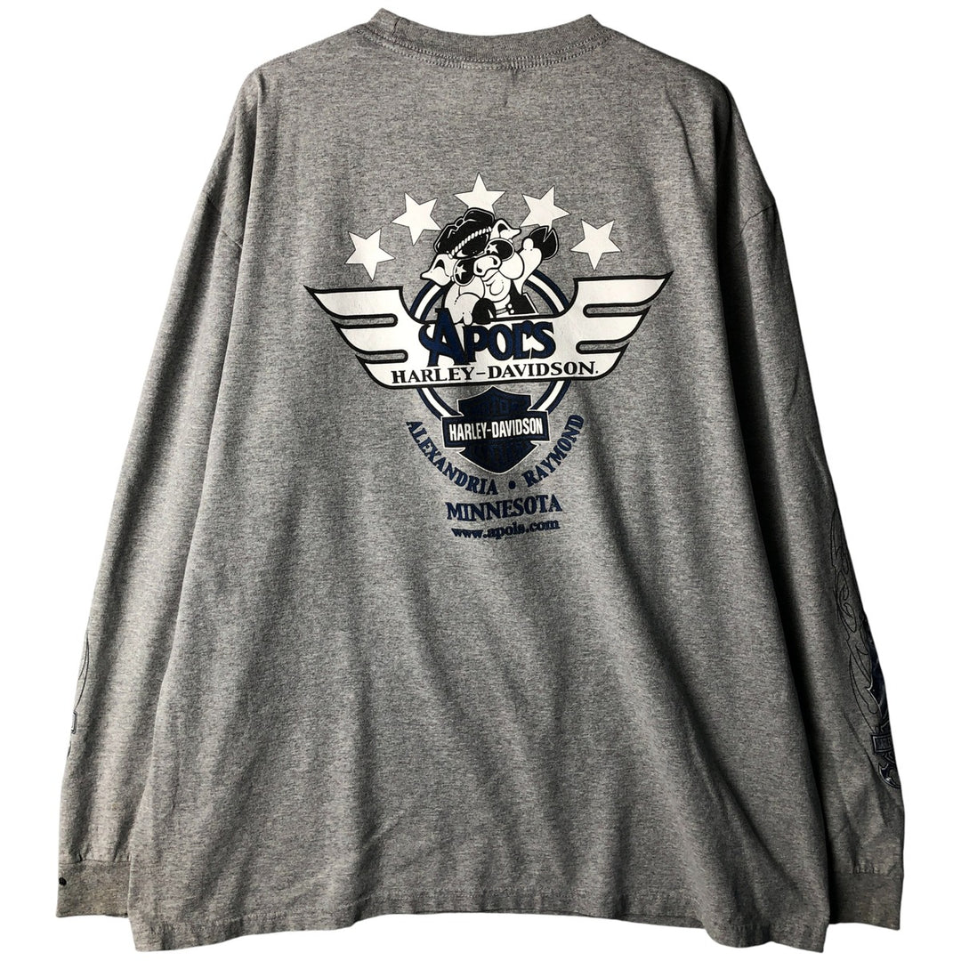 Harley-Davidson Long Sleeve T-Shirt, Men's XL Size cotton gray type Vintage Second Hand