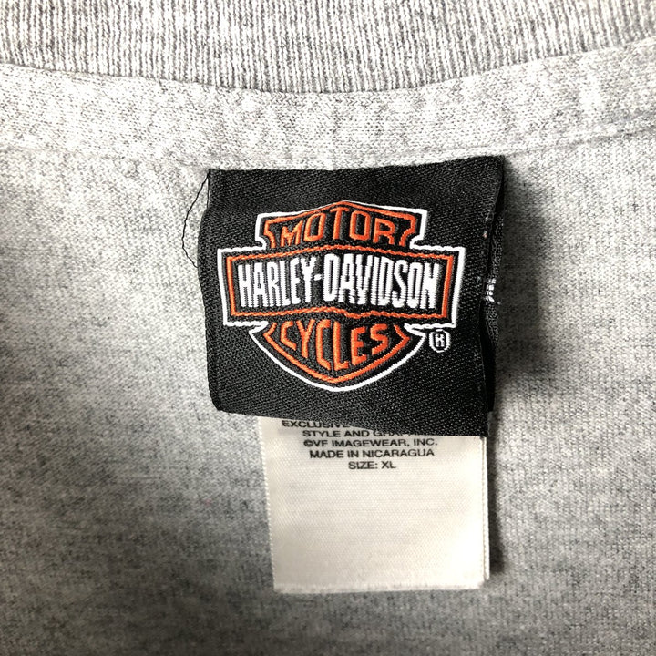 Harley-Davidson Long Sleeve T-Shirt, Men's XL Size cotton gray type Vintage Second Hand