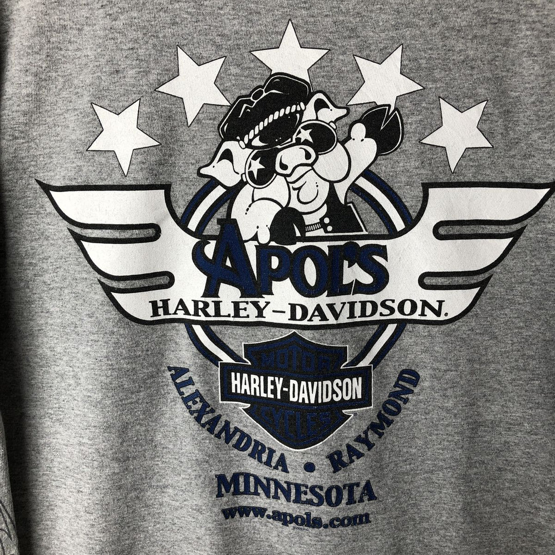 Harley-Davidson Long Sleeve T-Shirt, Men's XL Size cotton gray type Vintage Second Hand