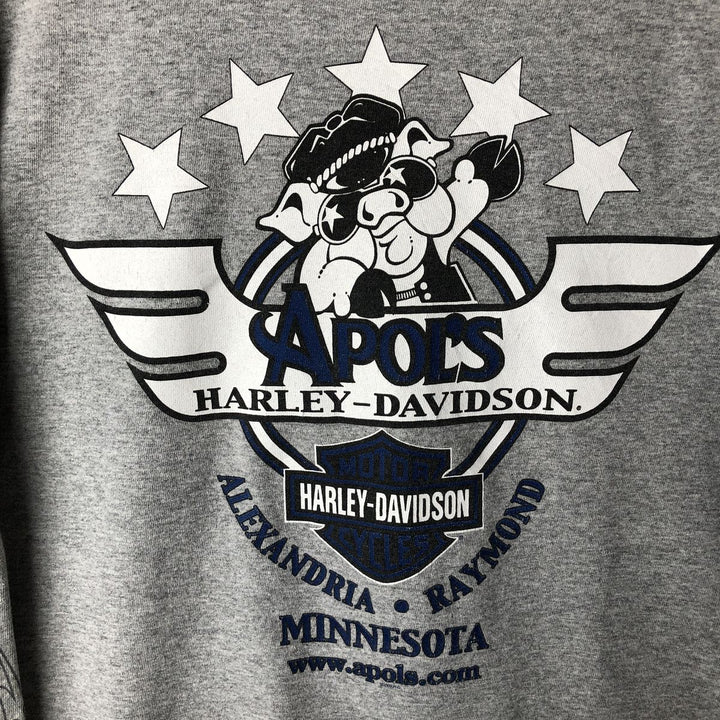 Harley-Davidson Long Sleeve T-Shirt, Men's XL Size cotton gray type Vintage Second Hand