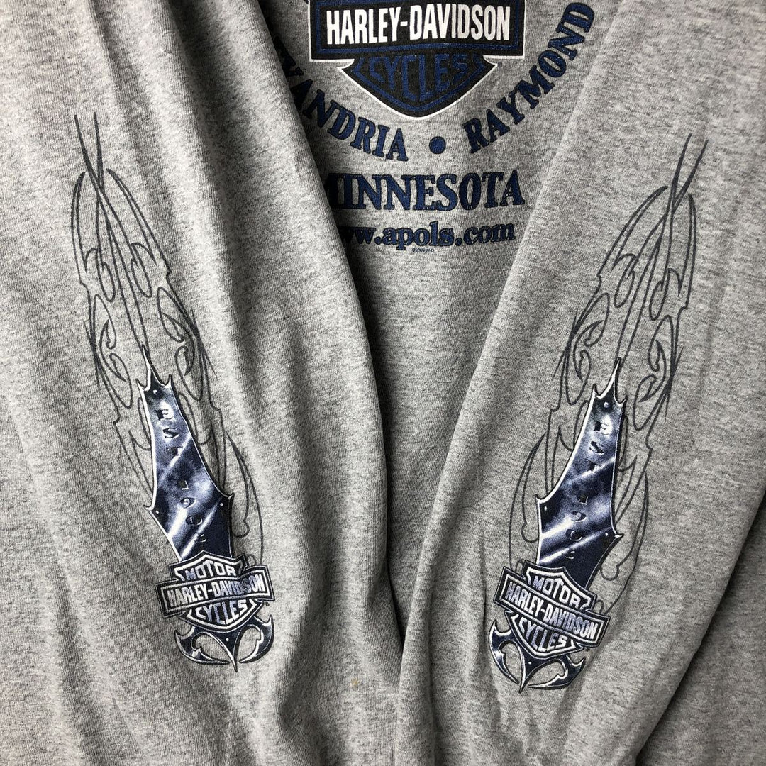 Harley-Davidson Long Sleeve T-Shirt, Men's XL Size cotton gray type Vintage Second Hand
