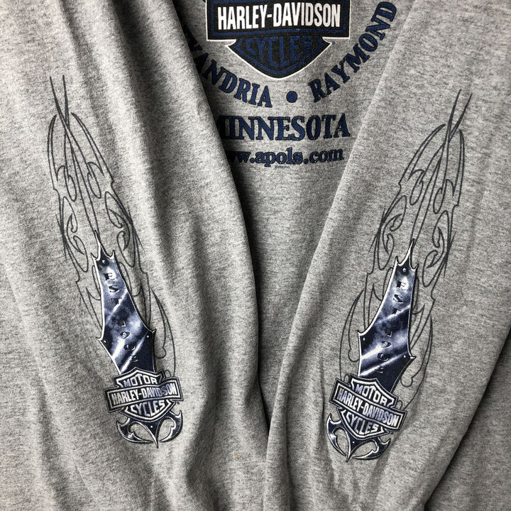 Harley-Davidson Long Sleeve T-Shirt, Men's XL Size cotton gray type Vintage Second Hand