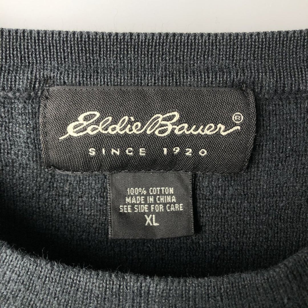Eddie Bauer Cotton Knit Sweater, Men's XL cotton Charcoal Vintage Second Hand