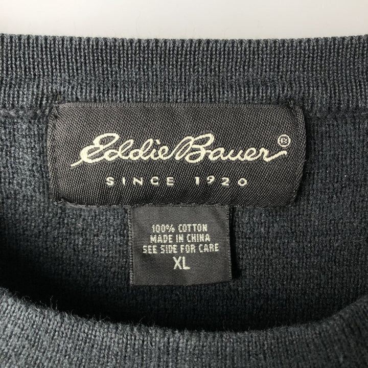 Eddie Bauer Cotton Knit Sweater, Men's XL cotton Charcoal Vintage Second Hand