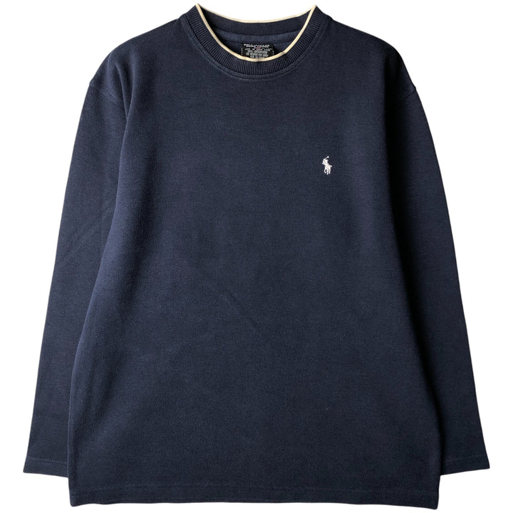 00'S Ralph Lauren cotton knit sweater, men's size XL cotton navy blue type Vintage Second Hand