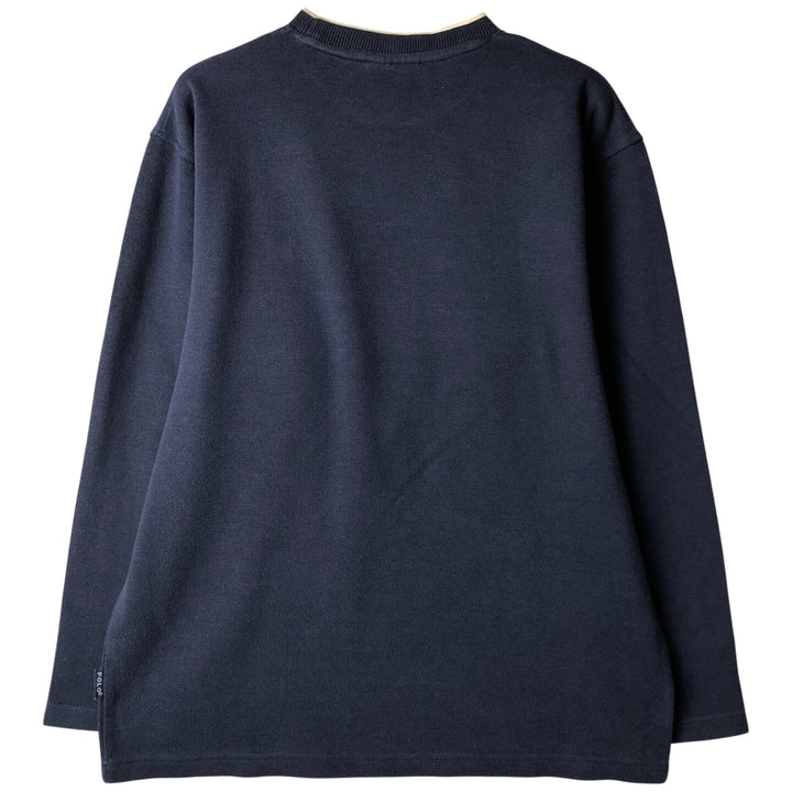00'S Ralph Lauren cotton knit sweater, men's size XL cotton navy blue type Vintage Second Hand