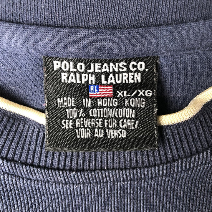 00'S Ralph Lauren cotton knit sweater, men's size XL cotton navy blue type Vintage Second Hand
