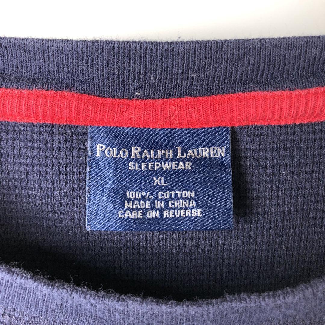 Ralph Lauren POLO RALPH LAUREN Thermal Long T-shirt Waffle Men's XL cotton navy blue type Vintage Second Hand