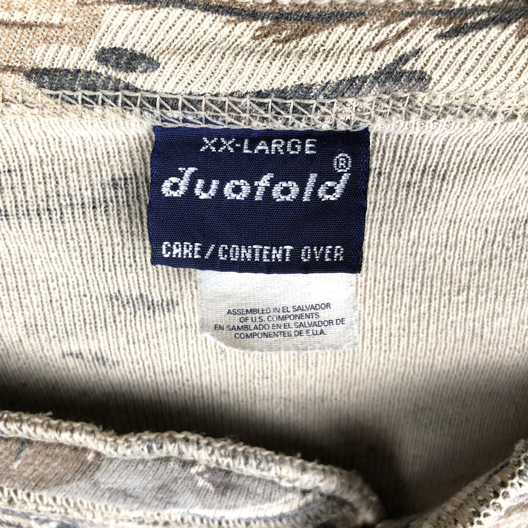 Duofold Treebark Camo Thermal Long T-Shirt, Men's XXL cotton multicolor Vintage Second Hand