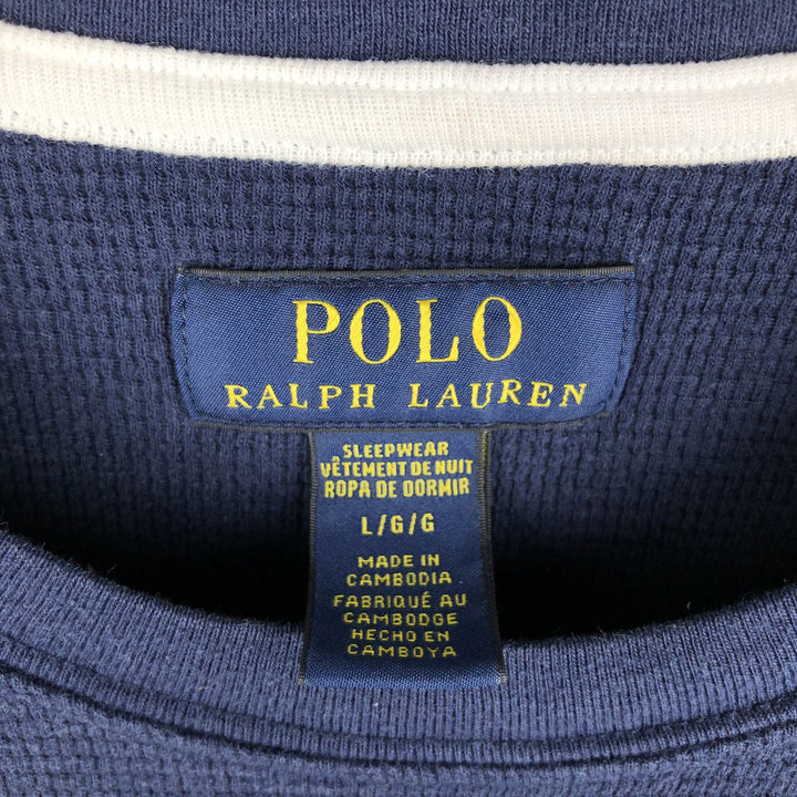 Ralph Lauren POLO RALPH LAUREN SLEEPWEAR Thermal Long T-Shirt, Men's Size L cotton navy blue type Vintage Second Hand