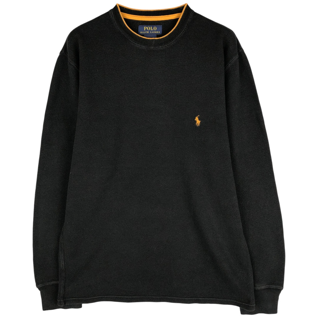 Ralph Lauren POLO RALPH LAUREN Thermal Long T-Shirt, Men's Size M cotton black type Vintage Second Hand