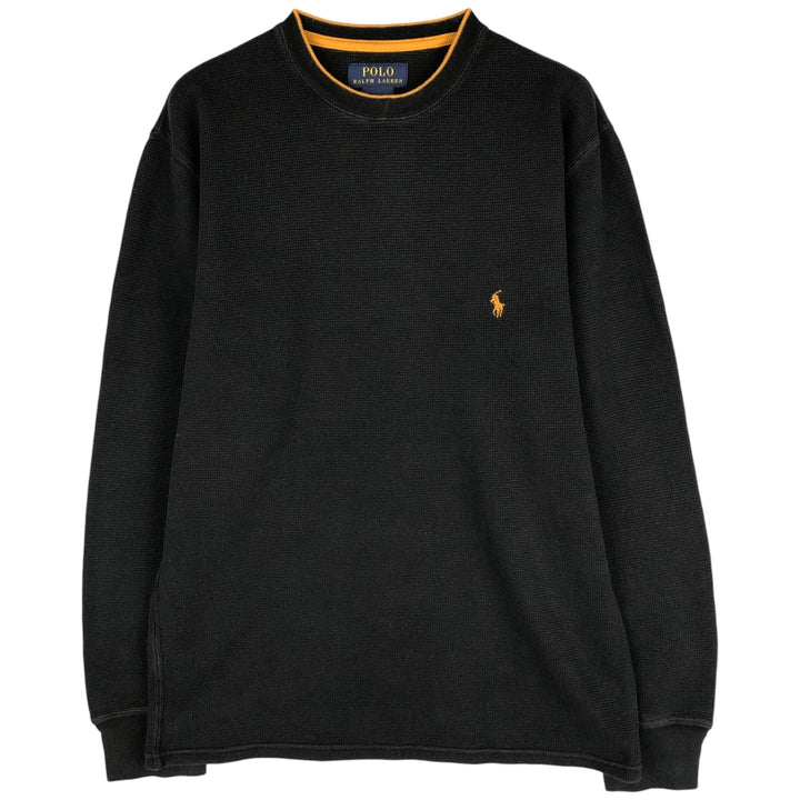 Ralph Lauren POLO RALPH LAUREN Thermal Long T-Shirt, Men's Size M cotton black type Vintage Second Hand