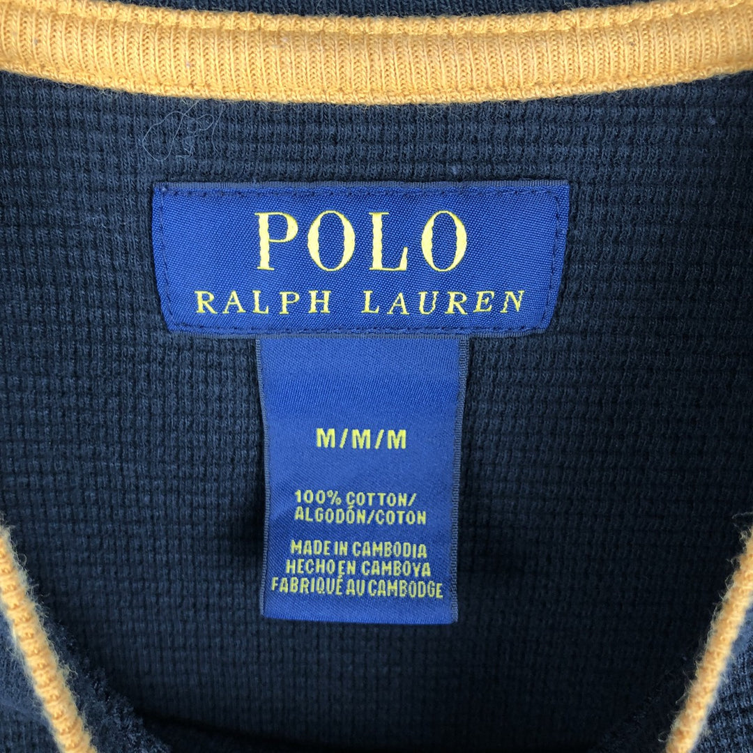 Ralph Lauren POLO RALPH LAUREN Thermal Long T-Shirt, Men's Size M cotton black type Vintage Second Hand