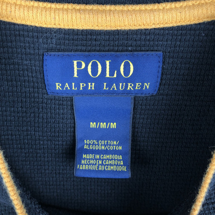 Ralph Lauren POLO RALPH LAUREN Thermal Long T-Shirt, Men's Size M cotton black type Vintage Second Hand