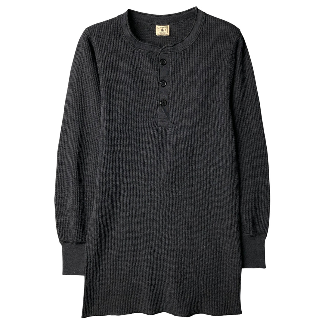 Vintage Northwest Waffle Henley T-Shirt, Men's Size L, Made in USA polyester black type Vintage Second Hand