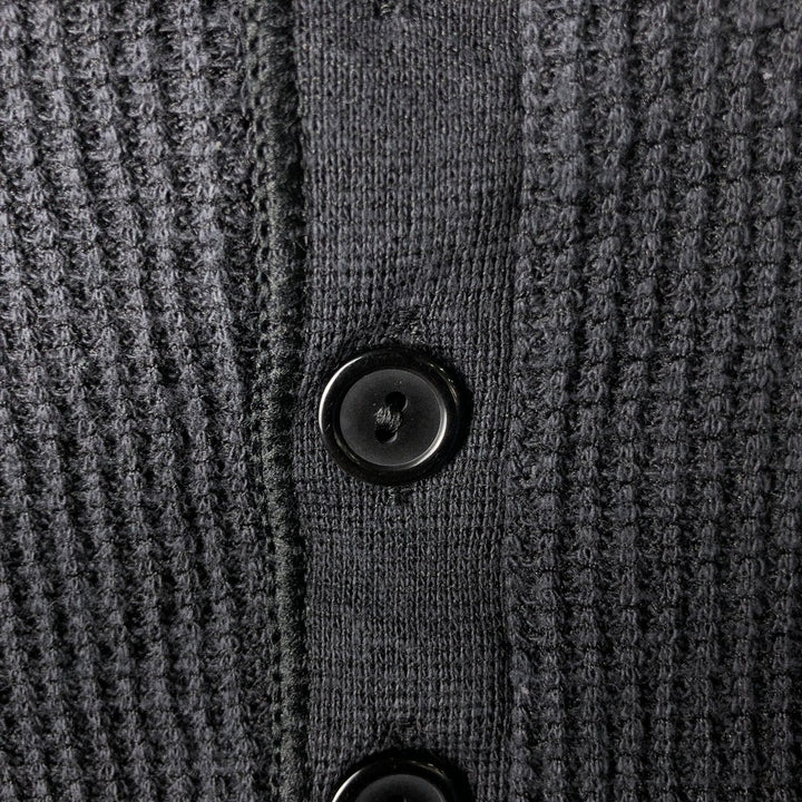 Vintage Northwest Waffle Henley T-Shirt, Men's Size L, Made in USA polyester black type Vintage Second Hand