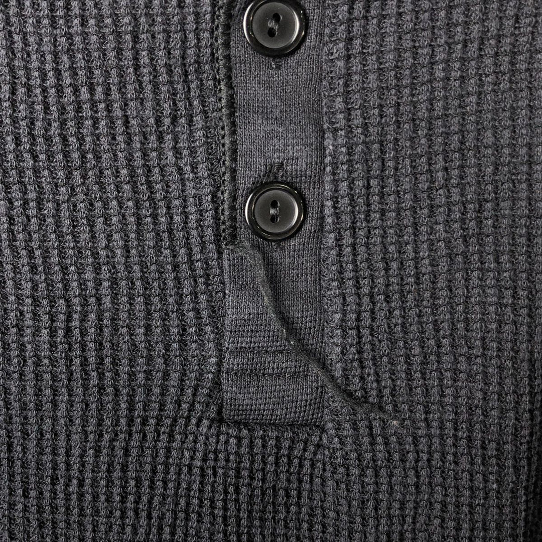 Vintage Northwest Waffle Henley T-Shirt, Men's Size L, Made in USA polyester black type Vintage Second Hand