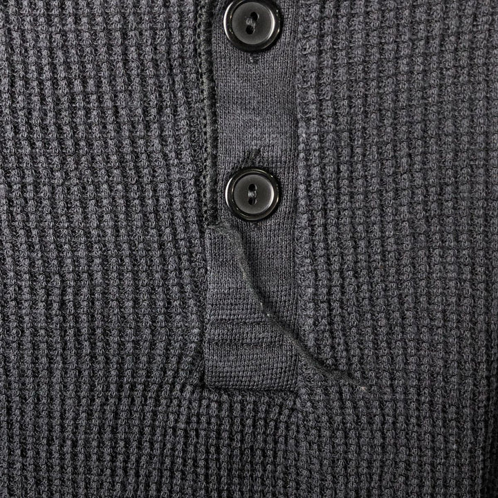 Vintage Northwest Waffle Henley T-Shirt, Men's Size L, Made in USA polyester black type Vintage Second Hand