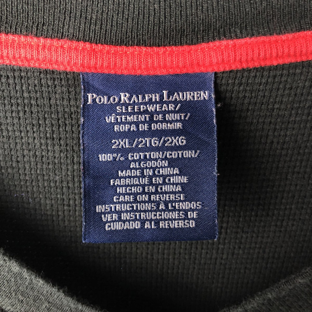Ralph Lauren Polo Ralph Lauren Sleepwear V-neck Thermal Long T-shirt, Waffle, Men's XXL cotton black type Vintage Second Hand