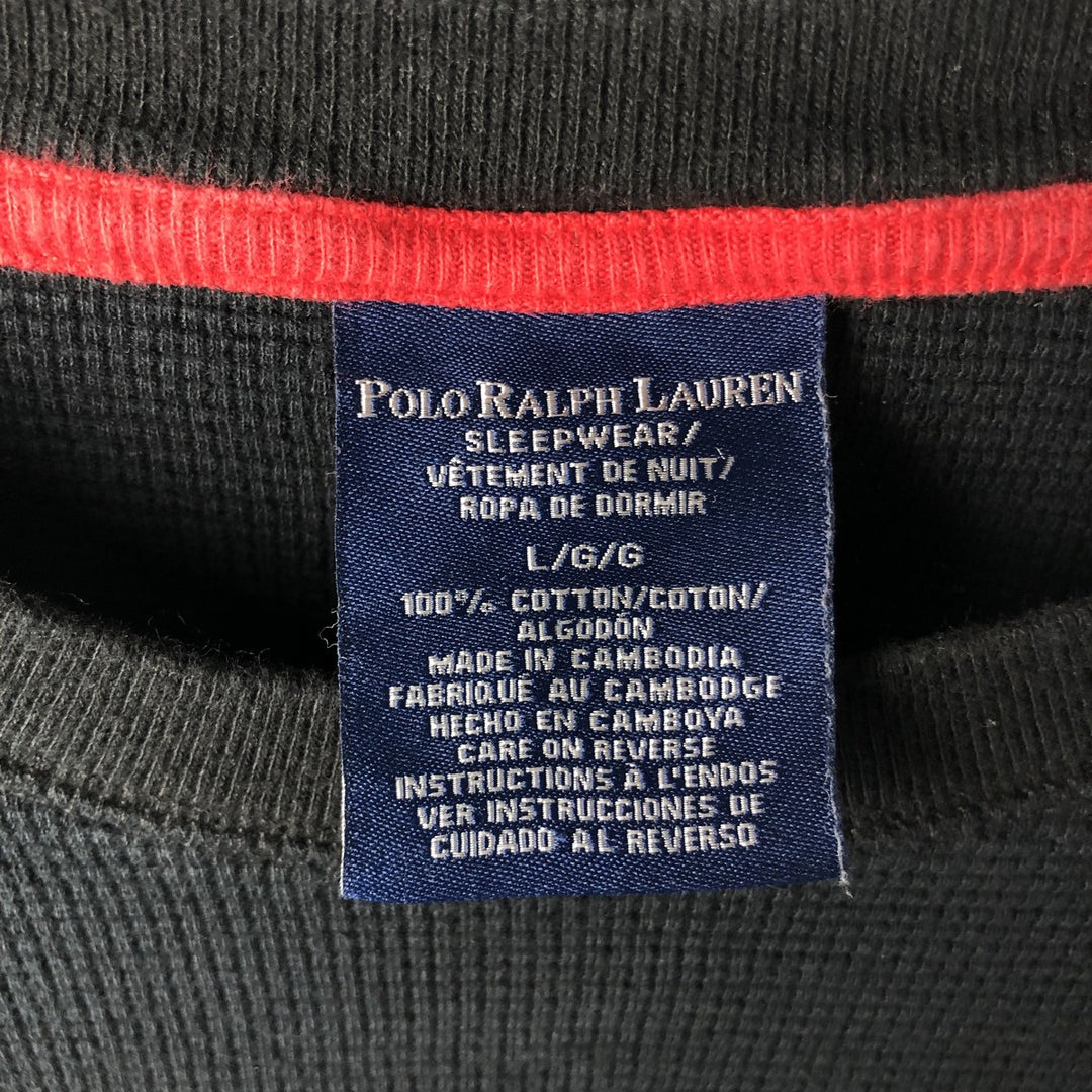 Ralph Lauren Polo Ralph Lauren Sleepwear Thermal T-Shirt, Waffle, Men's Size L cotton black type Vintage Second Hand
