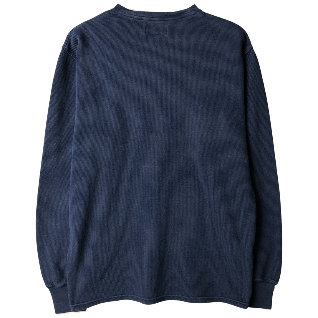Ralph Lauren POLO RALPH LAUREN V-neck thermal long sleeve T-shirt waffle men's XL size cotton navy blue type Vintage Second Hand