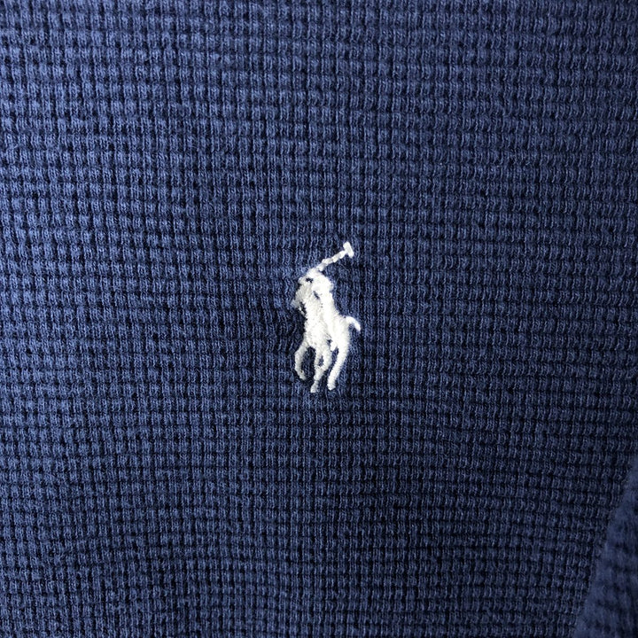 Ralph Lauren POLO RALPH LAUREN V-neck thermal long sleeve T-shirt waffle men's XL size cotton navy blue type Vintage Second Hand
