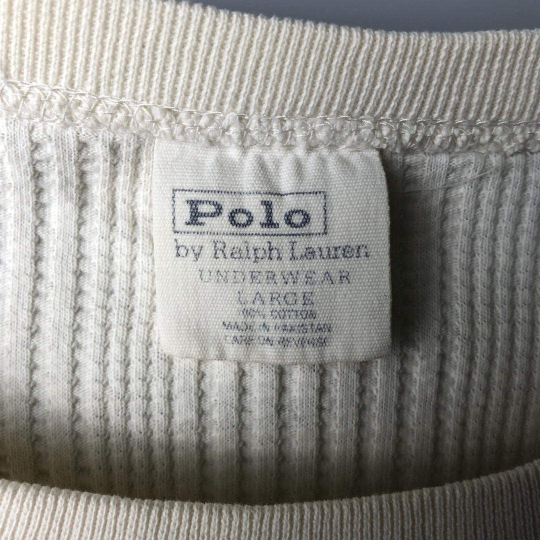 Ralph Lauren POLO by Ralph Lauren UNDERWEAR Thermal Long T-Shirt, Men's Size L cotton pale white type Vintage Second Hand