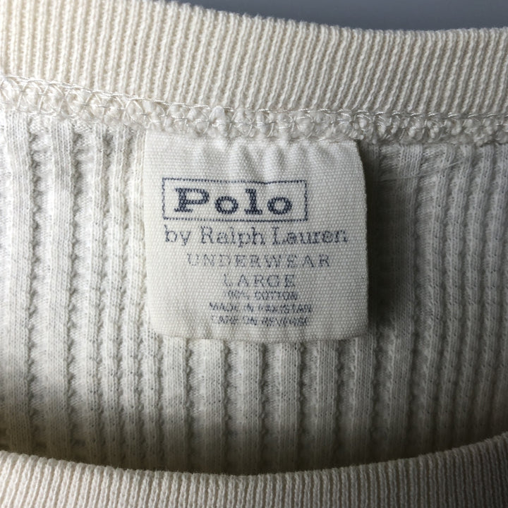 Ralph Lauren POLO by Ralph Lauren UNDERWEAR Thermal Long T-Shirt, Men's Size L cotton pale white type Vintage Second Hand