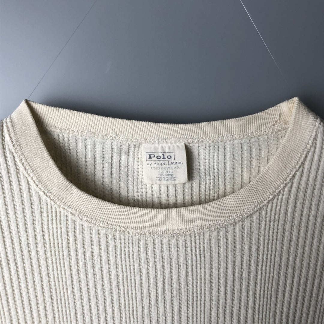 Ralph Lauren POLO by Ralph Lauren UNDERWEAR Thermal Long T-Shirt, Men's Size L cotton pale white type Vintage Second Hand