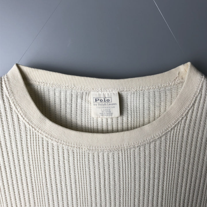 Ralph Lauren POLO by Ralph Lauren UNDERWEAR Thermal Long T-Shirt, Men's Size L cotton pale white type Vintage Second Hand