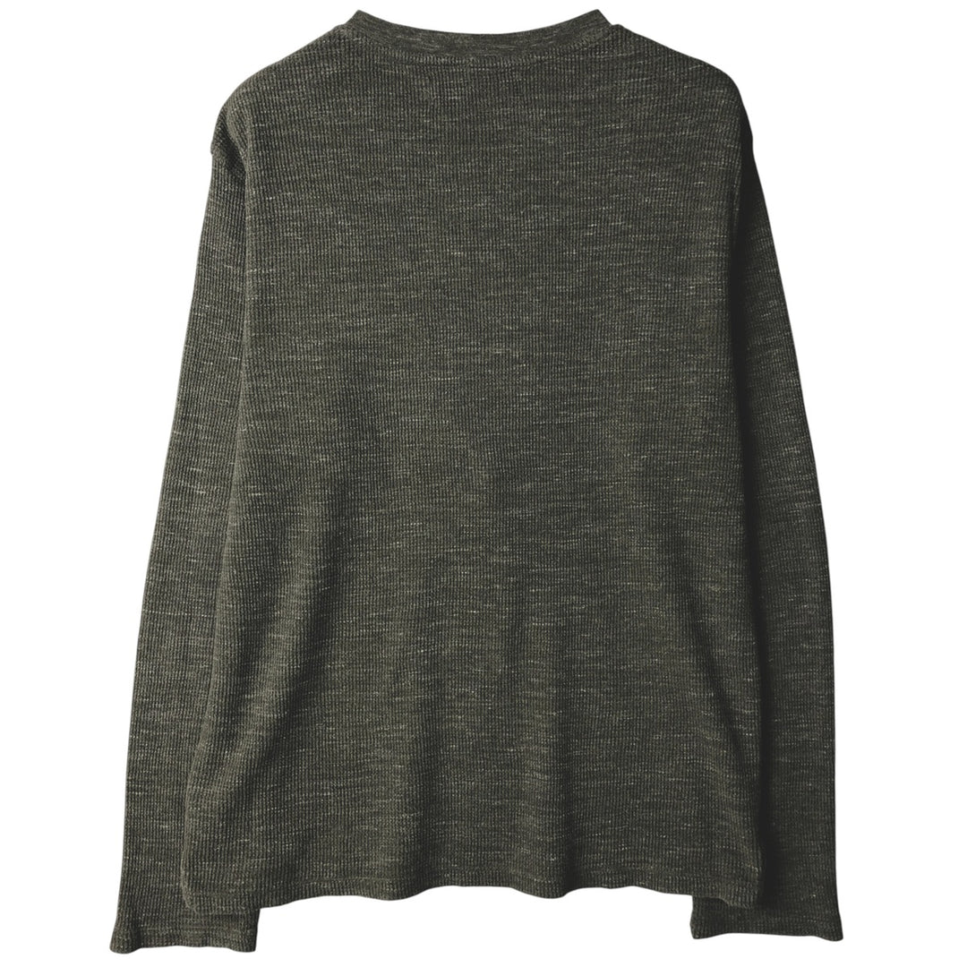 2000s~ Calvin Klein Jeans Henley Neck Thermal Long T-Shirt, Men's Size M cotton Khaki type Vintage Second Hand