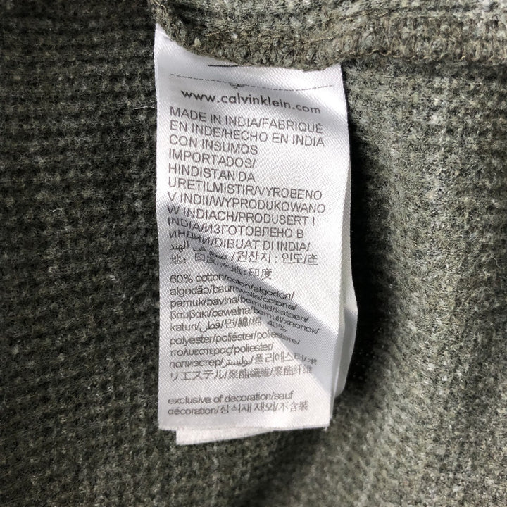 2000s~ Calvin Klein Jeans Henley Neck Thermal Long T-Shirt, Men's Size M cotton Khaki type Vintage Second Hand