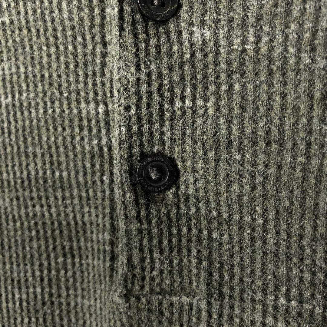 2000s~ Calvin Klein Jeans Henley Neck Thermal Long T-Shirt, Men's Size M cotton Khaki type Vintage Second Hand