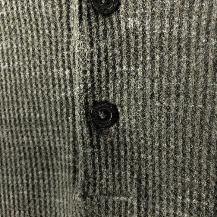 2000s~ Calvin Klein Jeans Henley Neck Thermal Long T-Shirt, Men's Size M cotton Khaki type Vintage Second Hand