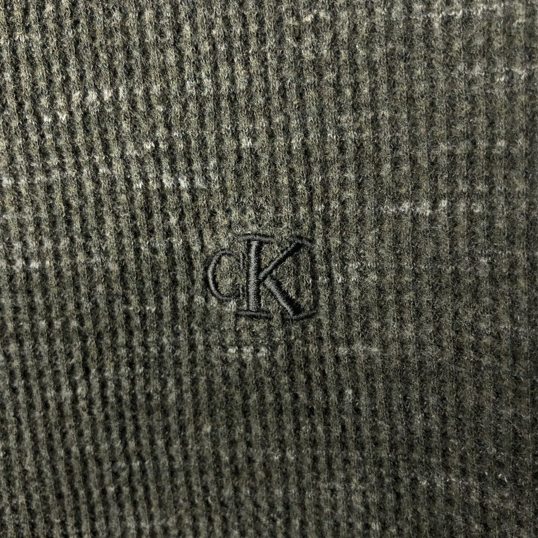 2000s~ Calvin Klein Jeans Henley Neck Thermal Long T-Shirt, Men's Size M cotton Khaki type Vintage Second Hand