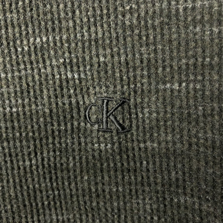 2000s~ Calvin Klein Jeans Henley Neck Thermal Long T-Shirt, Men's Size M cotton Khaki type Vintage Second Hand